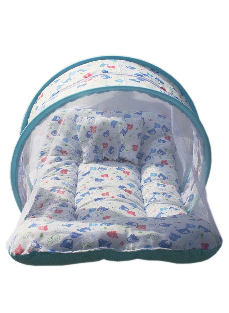 Babyjoys Toddler Mattress with Mosquito Net Teddy Blue MT01BLUEBEAR