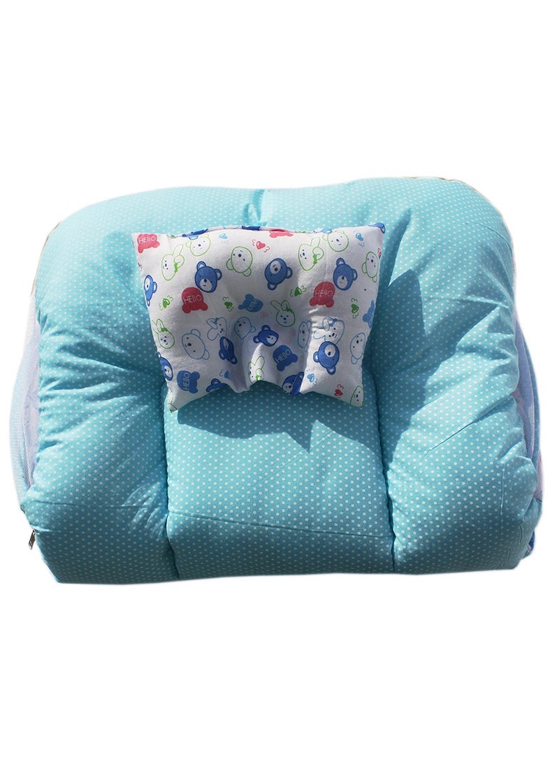 Babyjoys Toddler Mattress with Mosquito Net Teddy Blue MT01BLUEBEAR
