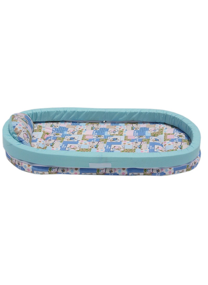 Babyjoys Mattress with Mosquito Net and Bumper Guard Animal Blue MT06blueanimalprint