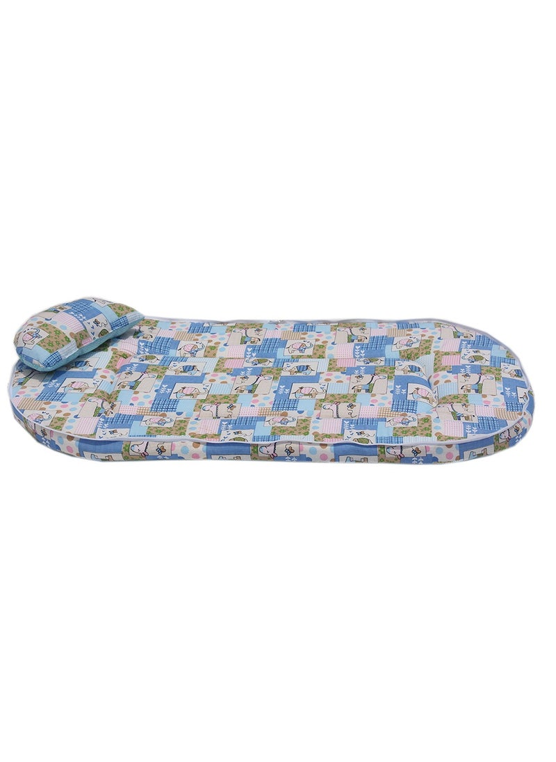 Babyjoys Mattress with Mosquito Net and Bumper Guard Animal Blue MT06blueanimalprint