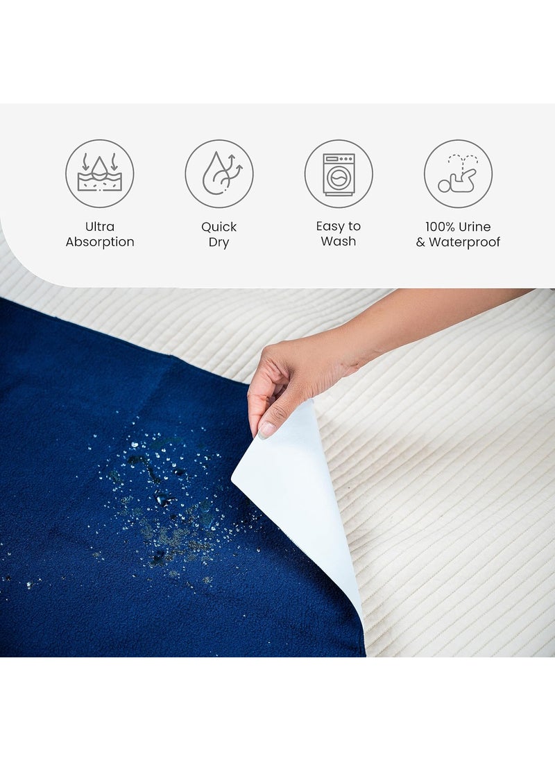 MY ARMOR Baby Dry Sheet for New Born Baby, Anti-Piling Waterproof Mattress Protector for Bed (Quick Drying/Extra Absorbent Dry Sheet for Bed) - Pack of 2 (Medium (70cm x 100cm), Maroon & Sky Blue)