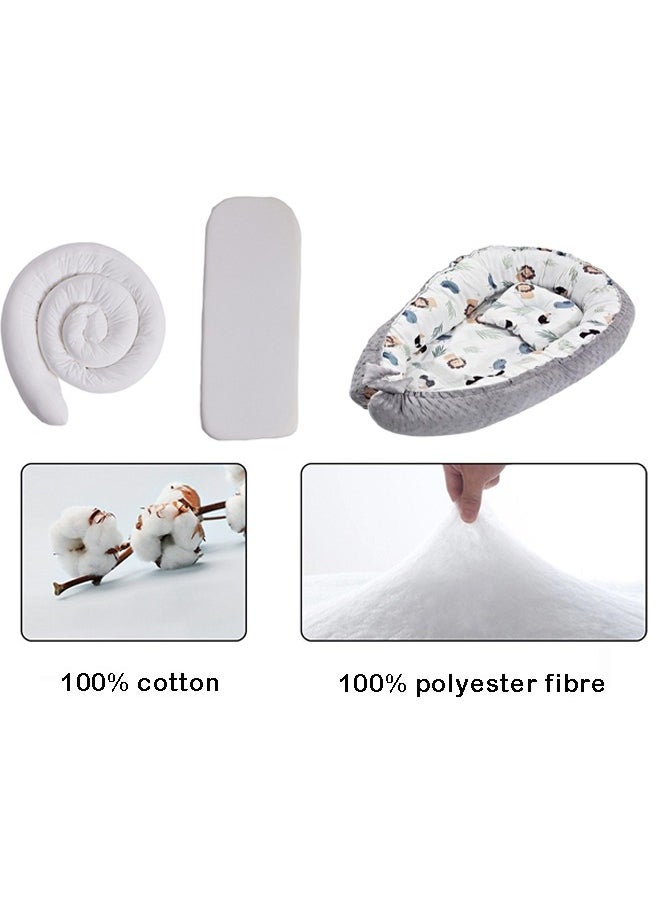 Portable Baby Nest for Sleeping - Breathable Bassinet Mattress with Pillow, Washable Cotton Co-Sleeping Crib Pad, Lightweight Travel Bionic Bed for Newborns  Toddlers, Ideal Baby Shower Gift