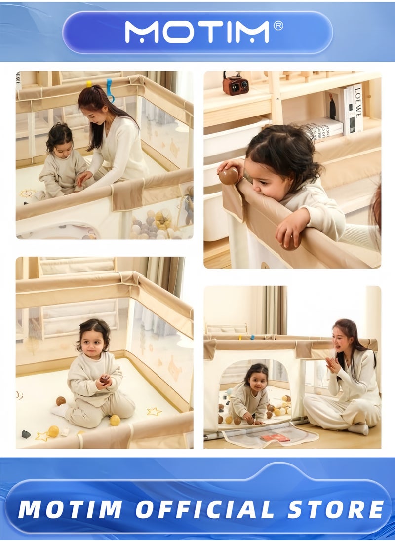 Baby Playpen with Mat 180 * 200CM Animal Baby Playpen Baby Fence with Breathable Mesh Portable Playpen Safety Sturdiness Babys Fences for Babies & Infant & Toddler & Childs
