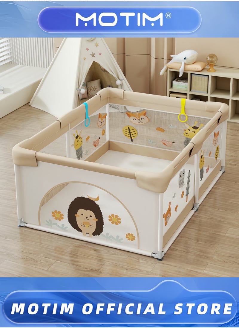 Baby Playpen with Mat 180 * 200CM Animal Baby Playpen Baby Fence with Breathable Mesh Portable Playpen Safety Sturdiness Babys Fences for Babies & Infant & Toddler & Childs