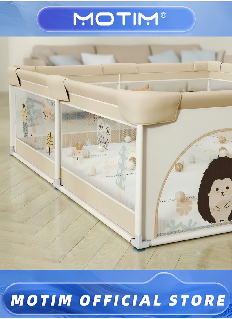 Baby Playpen with Mat 180 * 200CM Animal Baby Playpen Baby Fence with Breathable Mesh Portable Playpen Safety Sturdiness Babys Fences for Babies & Infant & Toddler & Childs