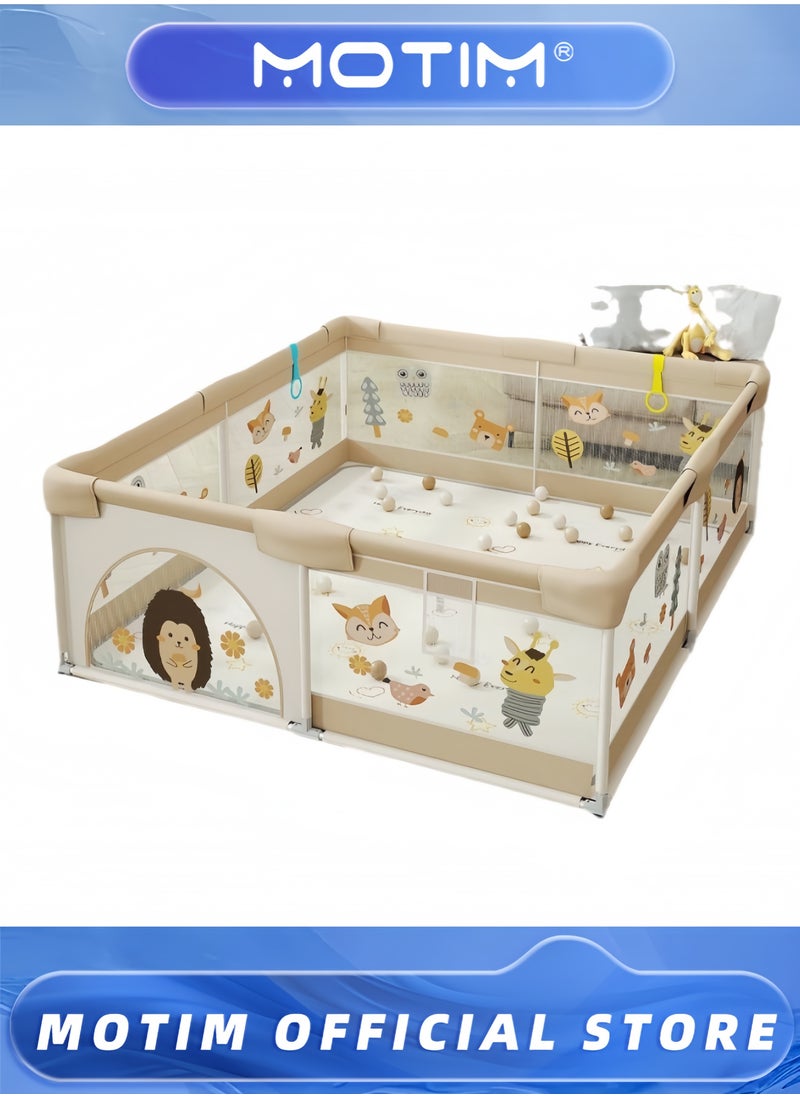 Baby Playpen with Mat 180 * 200CM Animal Baby Playpen Baby Fence with Breathable Mesh Portable Playpen Safety Sturdiness Babys Fences for Babies & Infant & Toddler & Childs