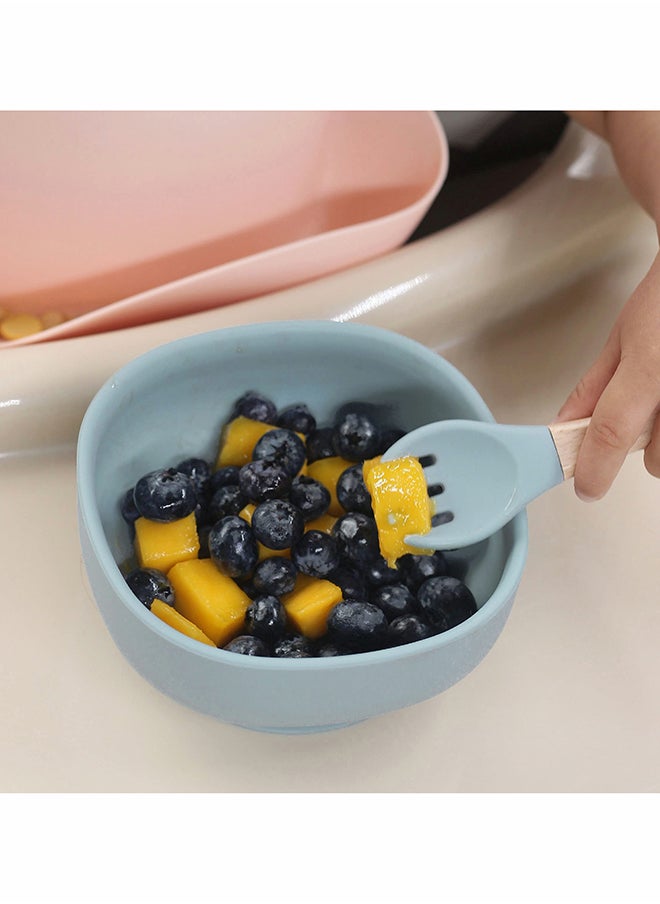 Baby Led Weaning Spoon And Fork, Baby Dishes And Utensils Set For Boy And Girl, Dusty Blue