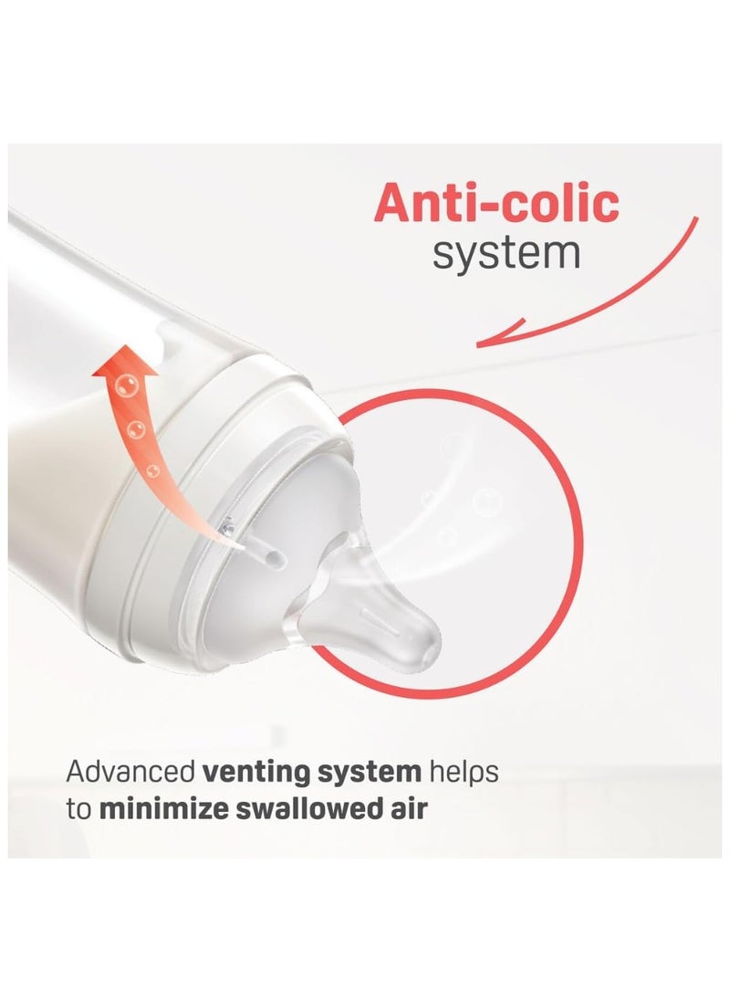 Pigeon SofTouch White 160ml Anti-Colic Glass Feeding Bottle (0+ Months) - BPA free, BPS free 1 pcs
