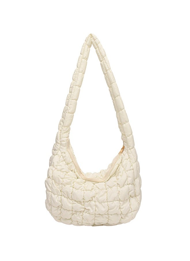 Down Tote Bag Large Capacity Simple Cloud Shoulder Bag Underarm Bag White