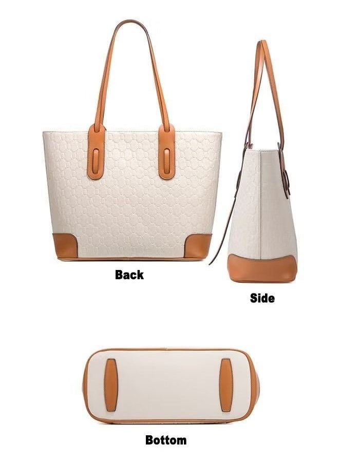 4-Piece Women Commute Large Capacity Tote Bag with One Shoulder Cross-body Chain Bag and Wallet