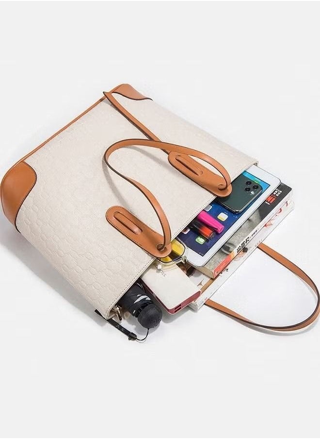 4-Piece Women Commute Large Capacity Tote Bag with One Shoulder Cross-body Chain Bag and Wallet