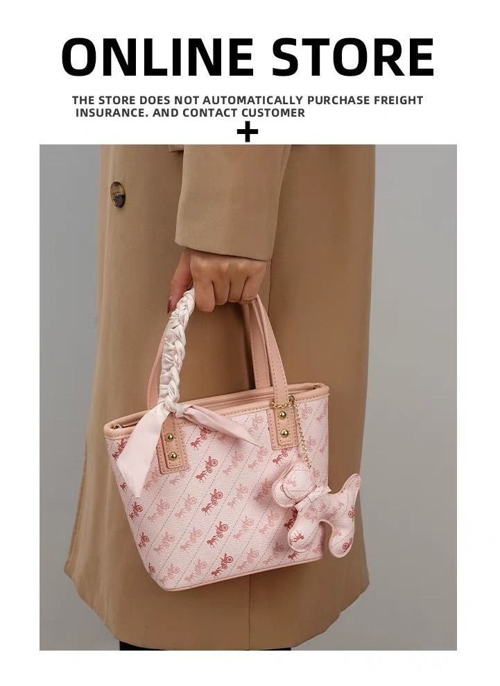 Women's Crossbody Bag Classic Print Leather Bucket Bag