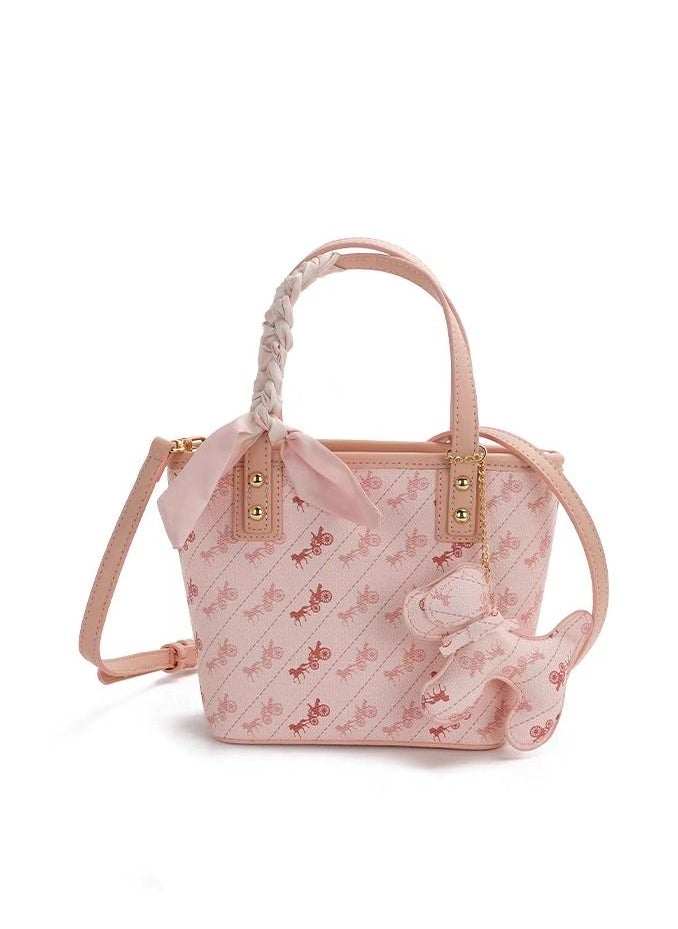 Women's Crossbody Bag Classic Print Leather Bucket Bag