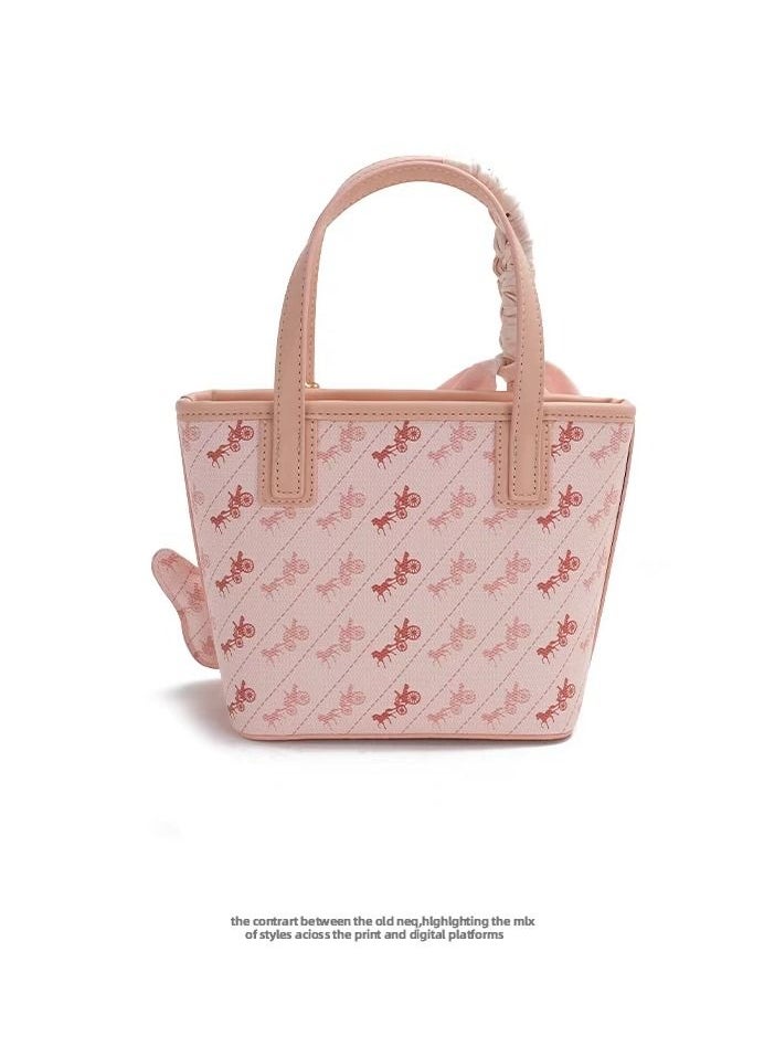 Women's Crossbody Bag Classic Print Leather Bucket Bag