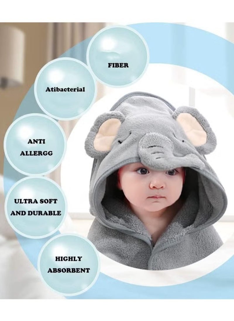 Hooded Baby Towels(2 Pack) - Large Size Premium Ultra Soft Organic Baby Bath Towel – Absorbent and Hypoallergenic Towels for Baby Boy Girl, Toddler, Newborn Essentials (Elephant  Bear)