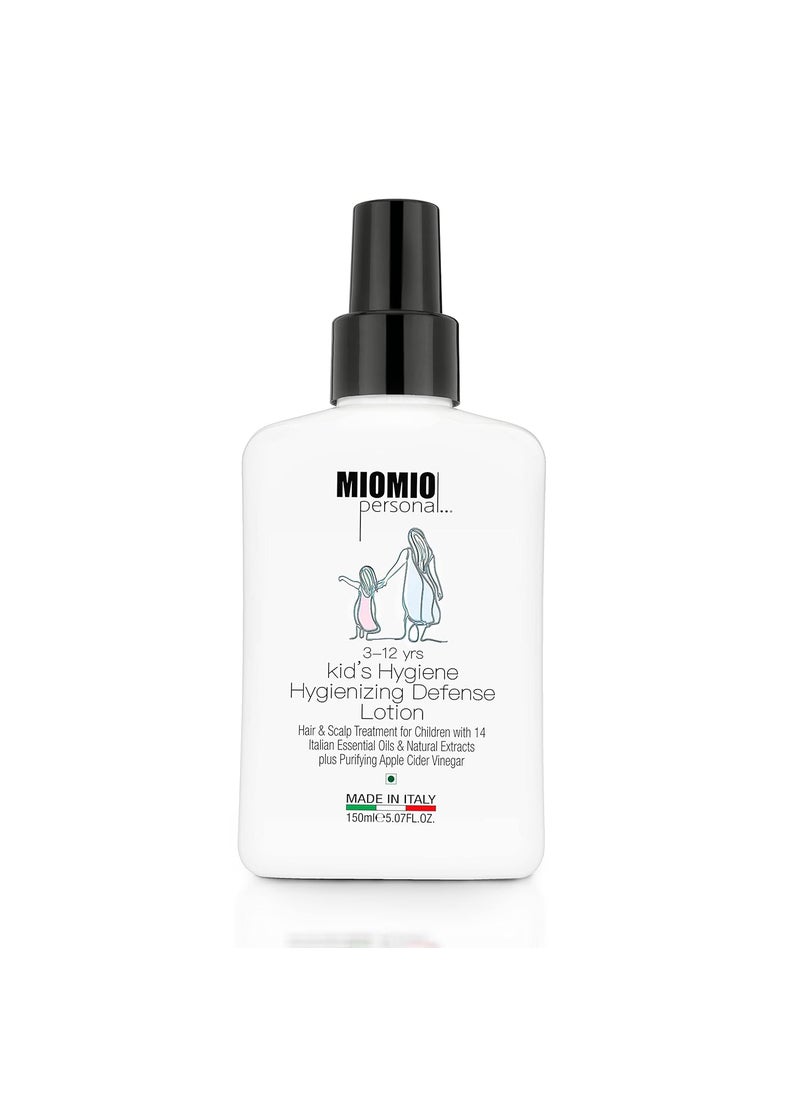 MIOMIO Personal Kids Hygiene Hygienizing Defense Lotion For Kids With 14 Italian Essential Oil and Natural Extract Plus Purifying Apple Cider Vinegar150 Ml