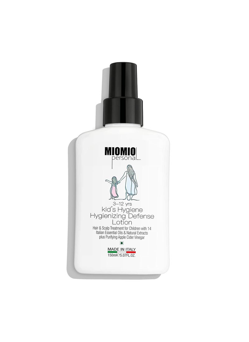 MIOMIO Personal Kids Hygiene Hygienizing Defense Lotion For Kids With 14 Italian Essential Oil and Natural Extract Plus Purifying Apple Cider Vinegar150 Ml