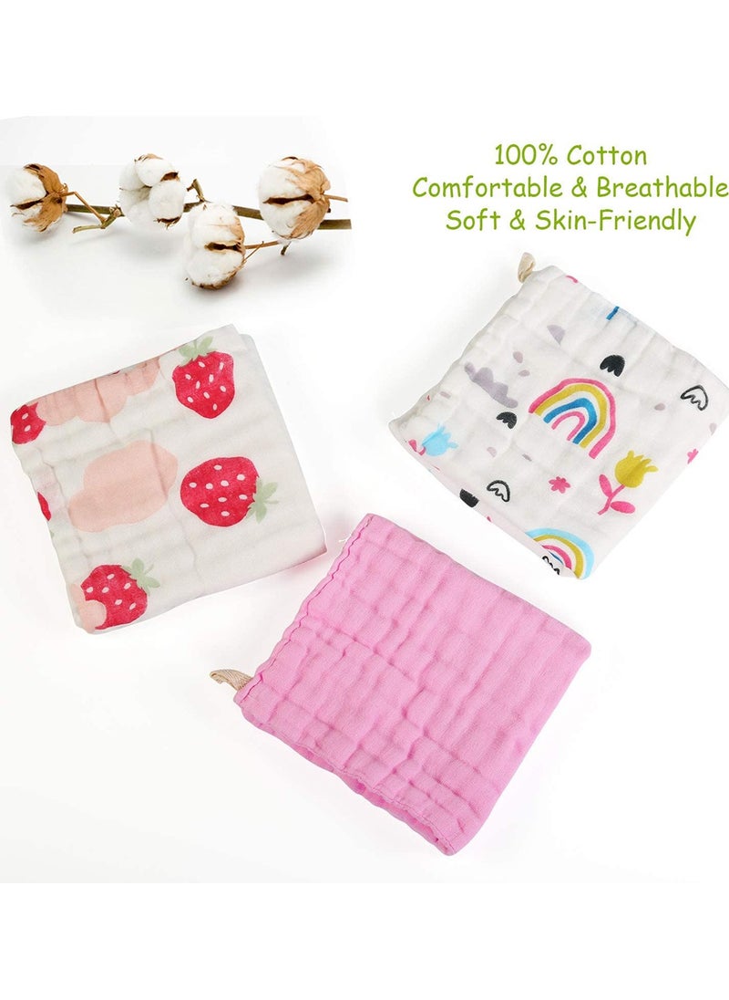 Baby Muslin Washcloths 10 Pack Natural Cotton Wipes, Soft Organic Wash Cloth Newborn Face Towel and Washcloth 30 * 30