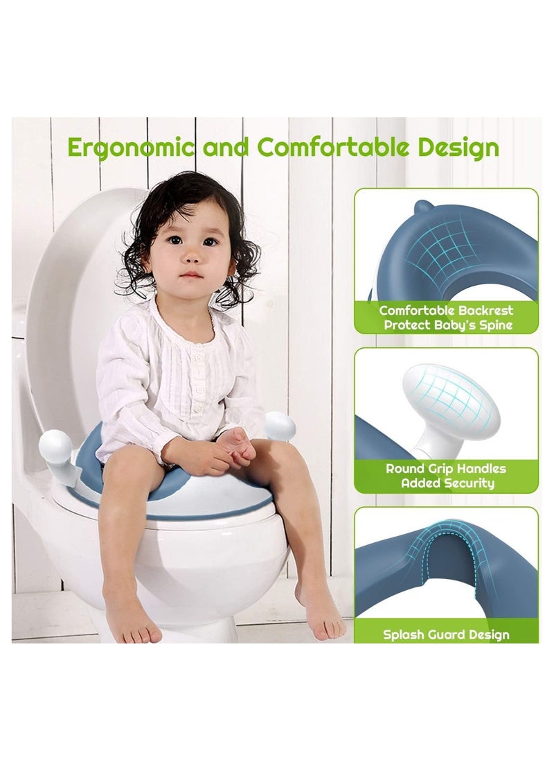 Baby Potty Training Toilet Seat with Soft Cushion Handles, Haute Collection, Double Anti-Slip Design and Splash Guard for Boys and Girls