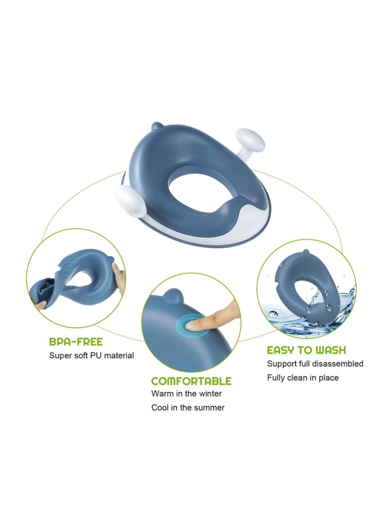 Baby Potty Training Toilet Seat with Soft Cushion Handles, Haute Collection, Double Anti-Slip Design and Splash Guard for Boys and Girls