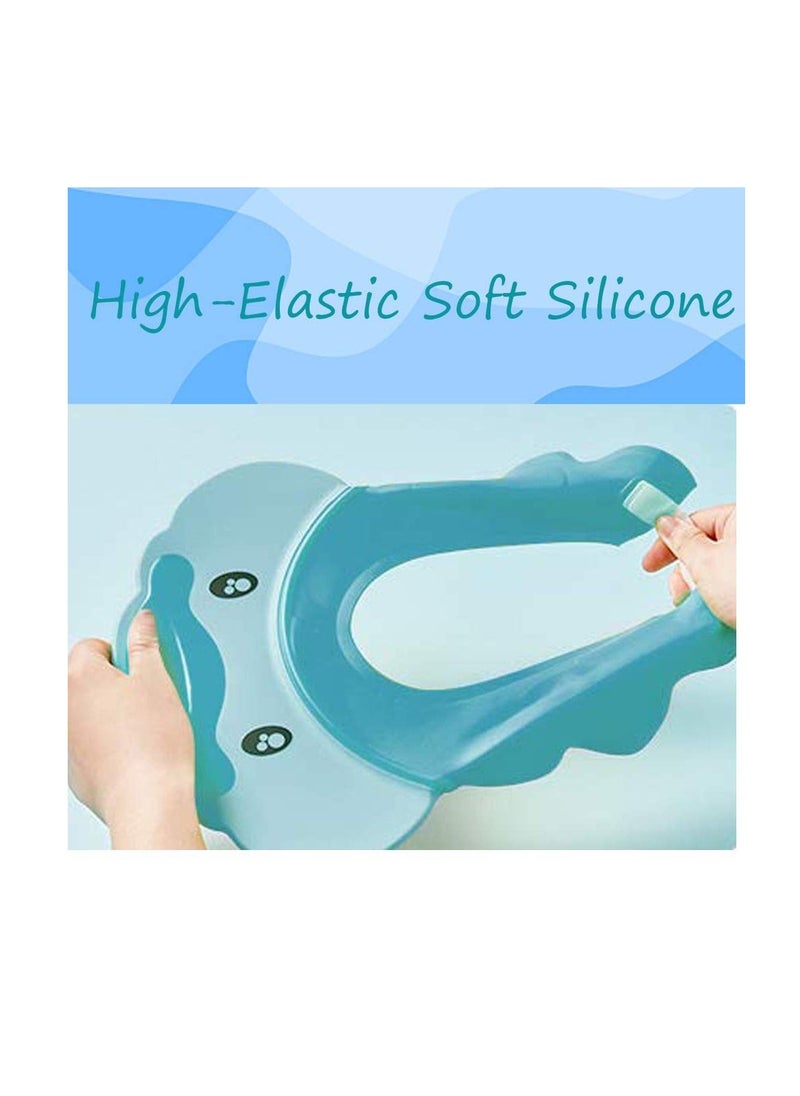 Baby Shower Cap, Blue Adjustable Silicone Shampoo Bath Cap, Waterproof Bathing Hat, Infants Soft Shampoo Hat, Soft Protection Safety Protect Eye Ear, for Infants Toddlers Kids Children