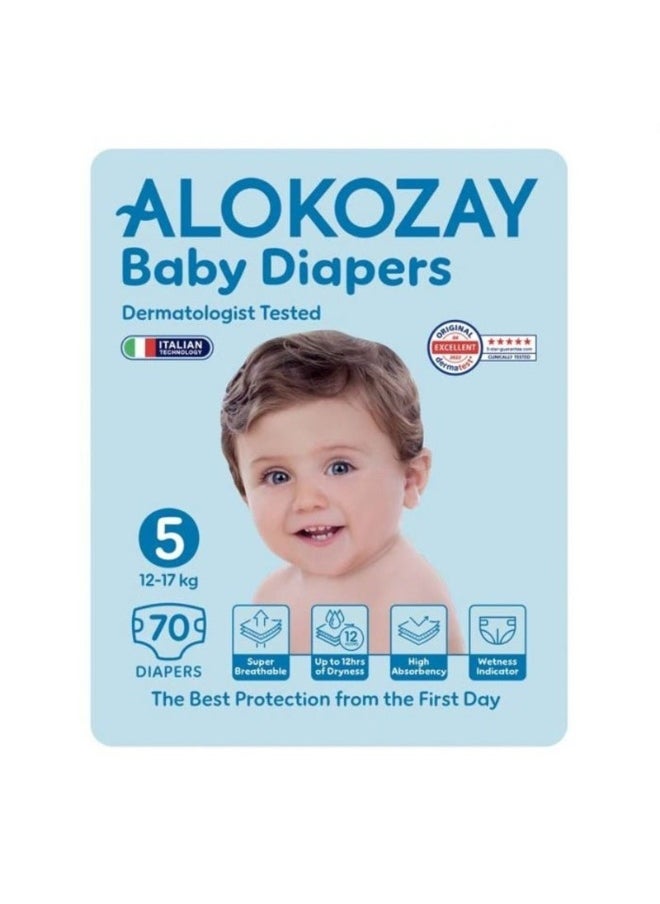 Alokozay Baby Diapers, Size 5, 12-17kg, Pack of 70's