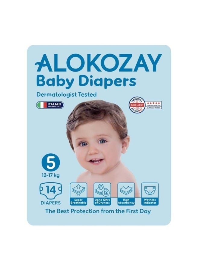 Alokozay Baby Diapers, Size 5, 12-17kg, Pack of 14’s