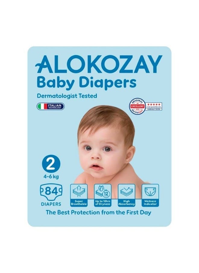 Alokozay Baby Diapers Size 2, 4-6Kg, Pack of 84's
