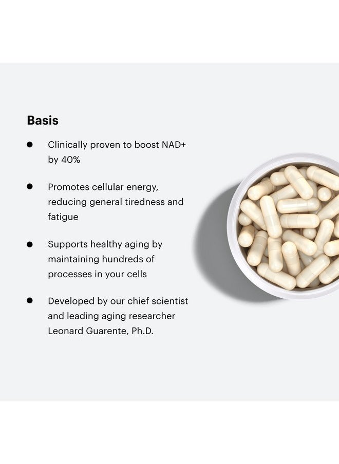 ELYSIUM Basis NAD Plus Supplement 30 Servings - with Nicotinamide Riboside 250mg and Pterostilbene 50mg - Healthy Aging Supplement & Cellular Energy