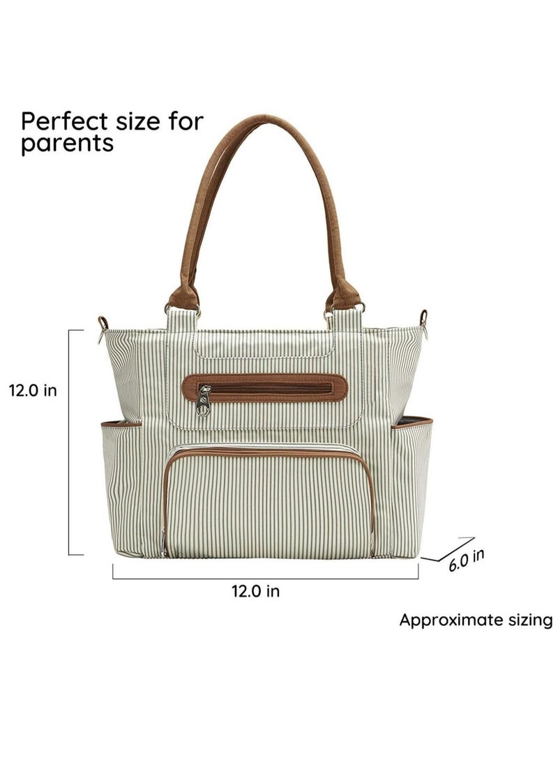 Diaper Bag Tote 7 Piece Set with Sun, Wipes Pocket, Dirty Pouch, Changing Pad