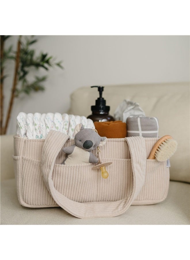 Baby Diaper Caddy Organizer for Changing Table – Stylish Nursery Storage Basket, Newborn Essentials, Car Diaper Caddy, Corduroy