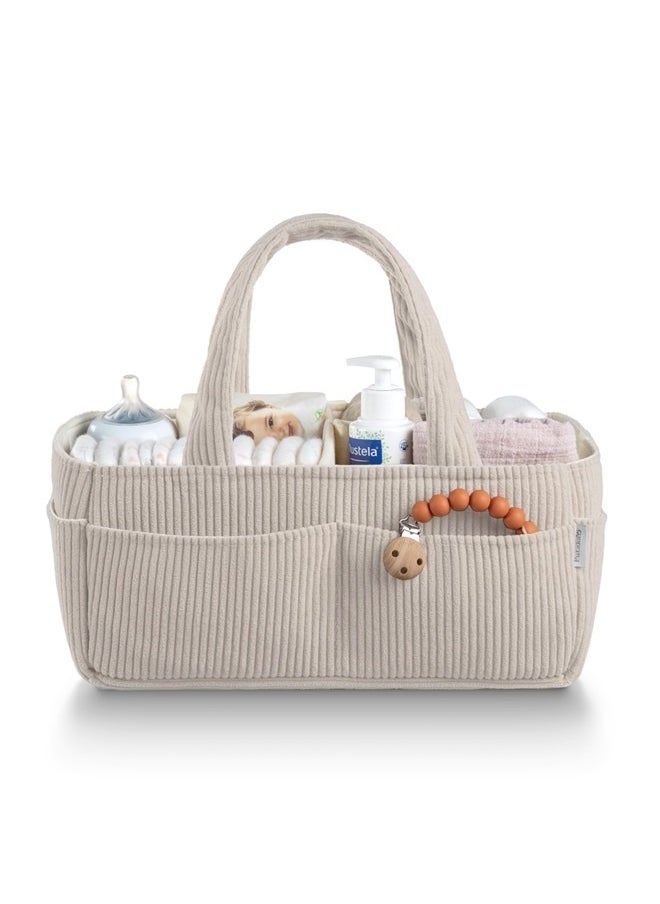 Baby Diaper Caddy Organizer for Changing Table – Stylish Nursery Storage Basket, Newborn Essentials, Car Diaper Caddy, Corduroy