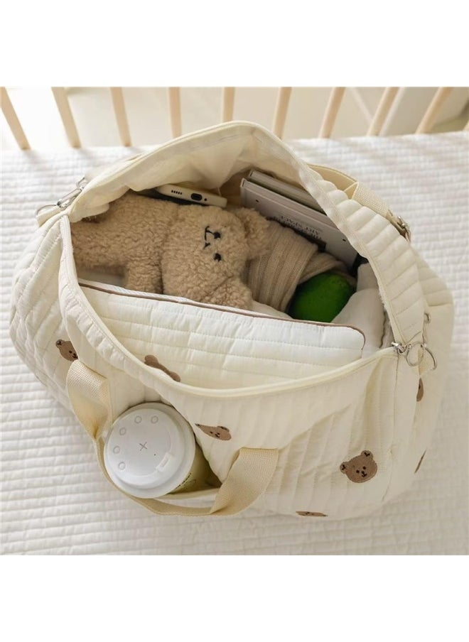Quilted Duffle Bag For Women Cute Weekender Bag Floral Travel Bag Cotton Diaper Tote Bag