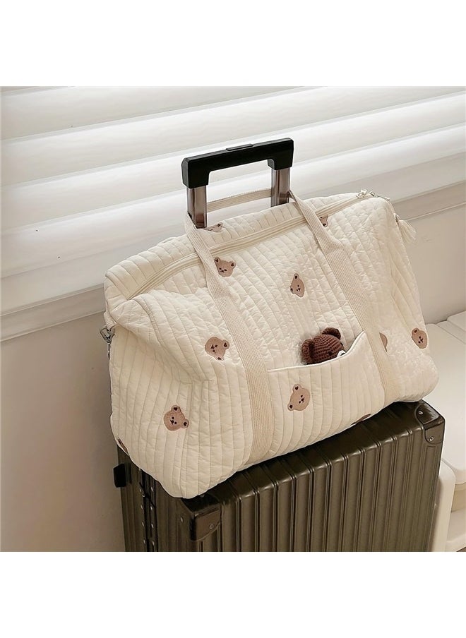 Quilted Duffle Bag For Women Cute Weekender Bag Floral Travel Bag Cotton Diaper Tote Bag