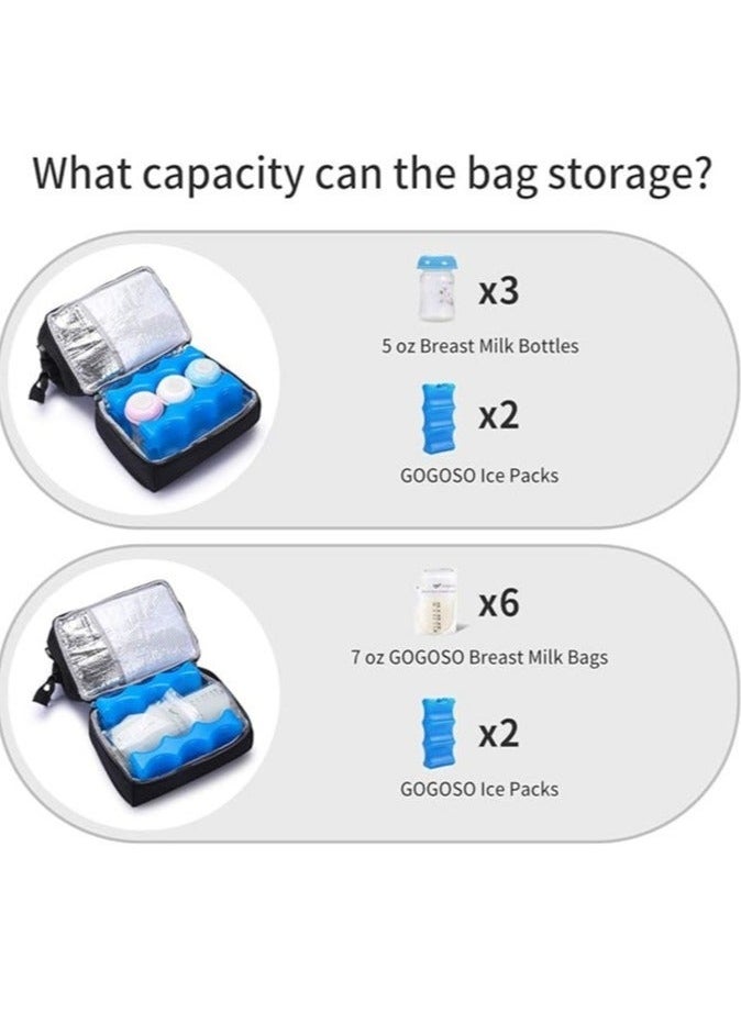 (Small, black) - Mini Breast Pump Bag Black Backpack with USB Charger Port and Cooler Pocket for Work Mom Best Baby Shower Gifts