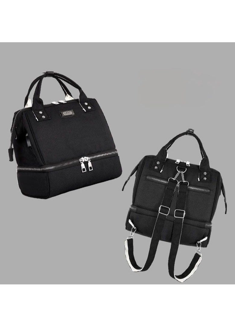 (Small, black) - Mini Breast Pump Bag Black Backpack with USB Charger Port and Cooler Pocket for Work Mom Best Baby Shower Gifts