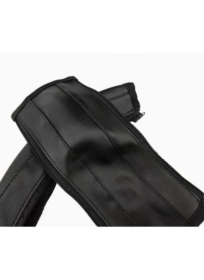 MINILUJIA Soft Smooth Leather Bumper Handlebar Sleeve Protect Case for Baby Stroller Dustproof Protect Cover with Zipper Close One Pair