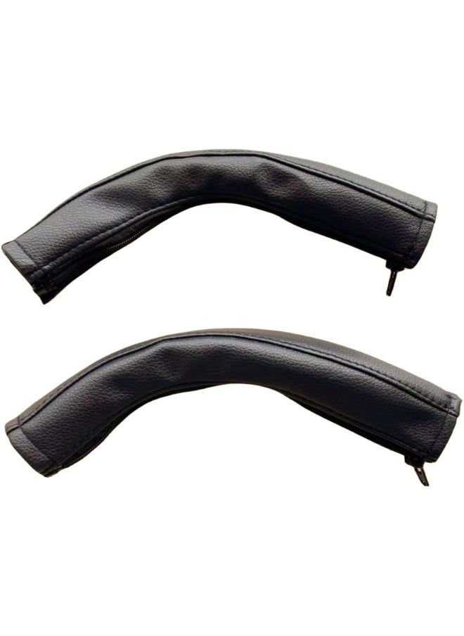 MINILUJIA Soft Smooth Leather Bumper Handlebar Sleeve Protect Case for Baby Stroller Dustproof Protect Cover with Zipper Close One Pair