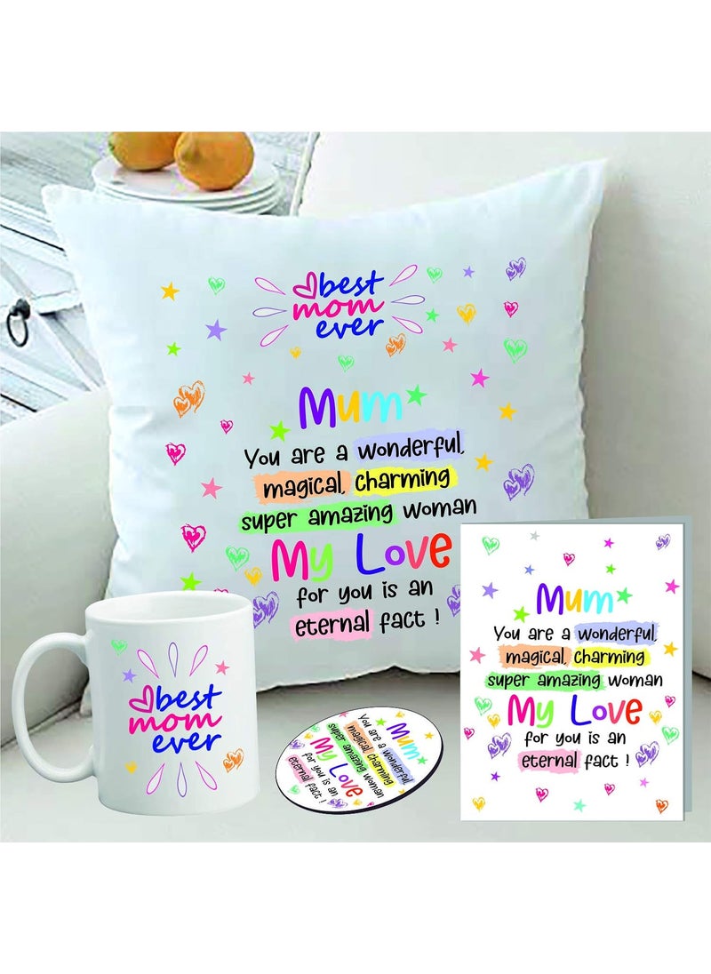 PICRAZEE Gift for MOM Mummy Mother Birthday Gift Womens Day Mothers Day Gift Combo 1 Printed Coffee Mug 1 Printed Fridge Magnet 1 Greeting Card