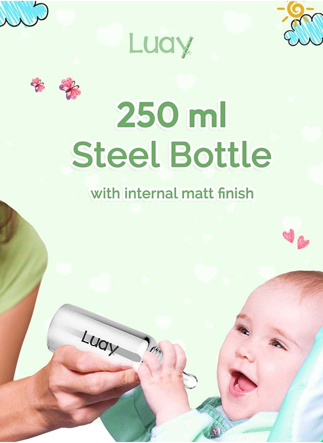 Premium Gift Box Set with The Baby Romper, Baby Feeding Bottle and Teddy Bear Best Hamper for Babies (3-6 M)
