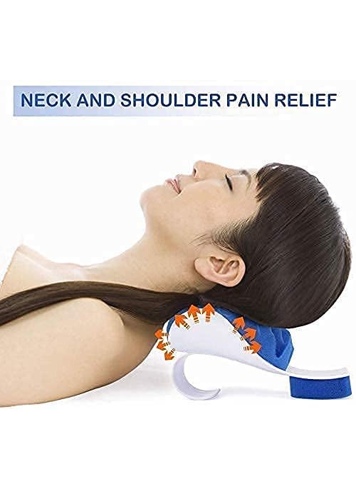 Mugath Neck And Shoulder Relaxer Cervical Stretcher Traction Device For Support For Pain Hump Corrector For Women Massage Relaxer Acupressure Chiropractic Pillow Cushion Blue