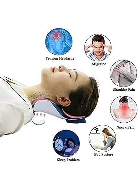 Mugath Neck and Shoulder Relaxer Cervical Traction Device for Spinal Alignment Neck Muscle Tension Relief for Muscle Pain and Neck Support Stretcher for TMJ Pain Relief Chiropractic Pillow