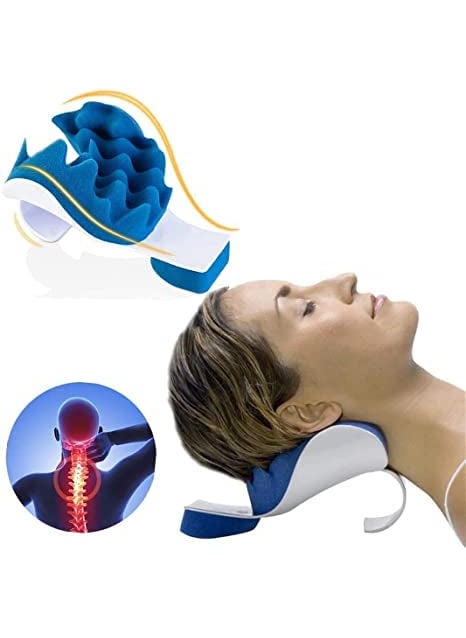 Mugath Neck and Shoulder Relaxer Cervical Traction Device for Spinal Alignment Neck Muscle Tension Relief for Muscle Pain and Neck Support Stretcher for TMJ Pain Relief Chiropractic Pillow
