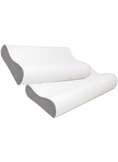 MOJOREST Orthopedic Memory Foam Pillow Set of 2 Cool Gel Infused Cervical Memory Foam Pillow for Neck and Shoulder Pain with Removable CoverKing White 24x14x4