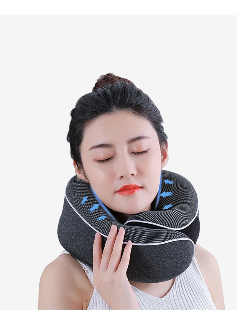 Travel Neck Pillow and 3 Pairs of Sleep Earplugs, Memory Foam U Shaped Neck Support 100% Pure Memory Foam Pillow Ergonomic Design Soft Best Full Neck Surround Pillow Sleep for Airplane Car Office an