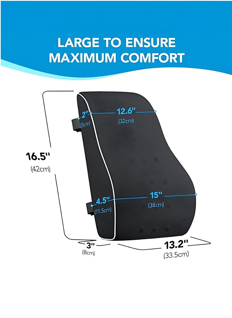 Portable Ergonomic Memory Foam Seat Cushion and Lumbar Support Pillow Set for Car Office Computer Chair Wheelchair