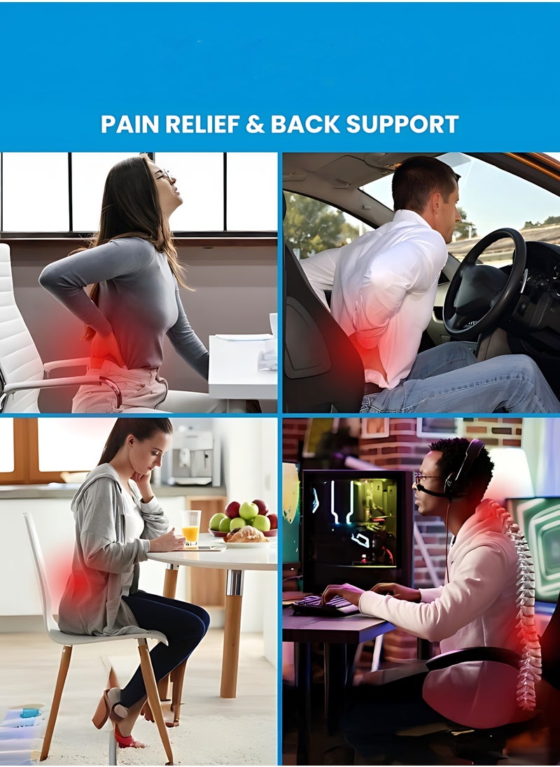 Portable Ergonomic Memory Foam Seat Cushion and Lumbar Support Pillow Set for Car Office Computer Chair Wheelchair