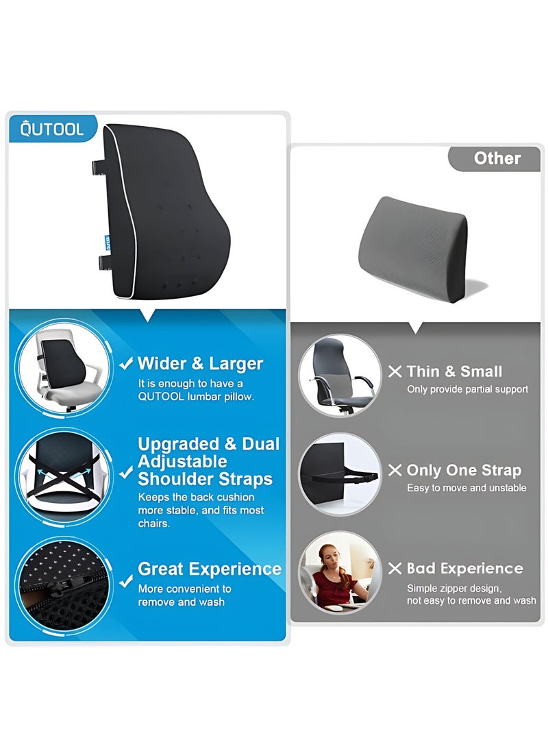 Portable Ergonomic Memory Foam Seat Cushion and Lumbar Support Pillow Set for Car Office Computer Chair Wheelchair