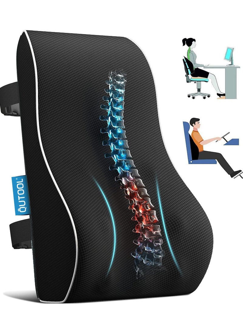 Portable Ergonomic Memory Foam Seat Cushion and Lumbar Support Pillow Set for Car Office Computer Chair Wheelchair