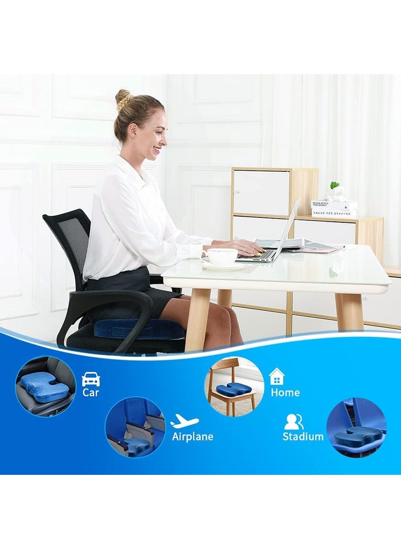 Coccyx Seat Cushion for Tailbone Sciatica Lower Back Pain Relief Orthopedic Memory Foam SemiFirm Chair Cushions for Sitting for Office Chair Wheelchair Over 75kg Wt Velour Fabric Z2